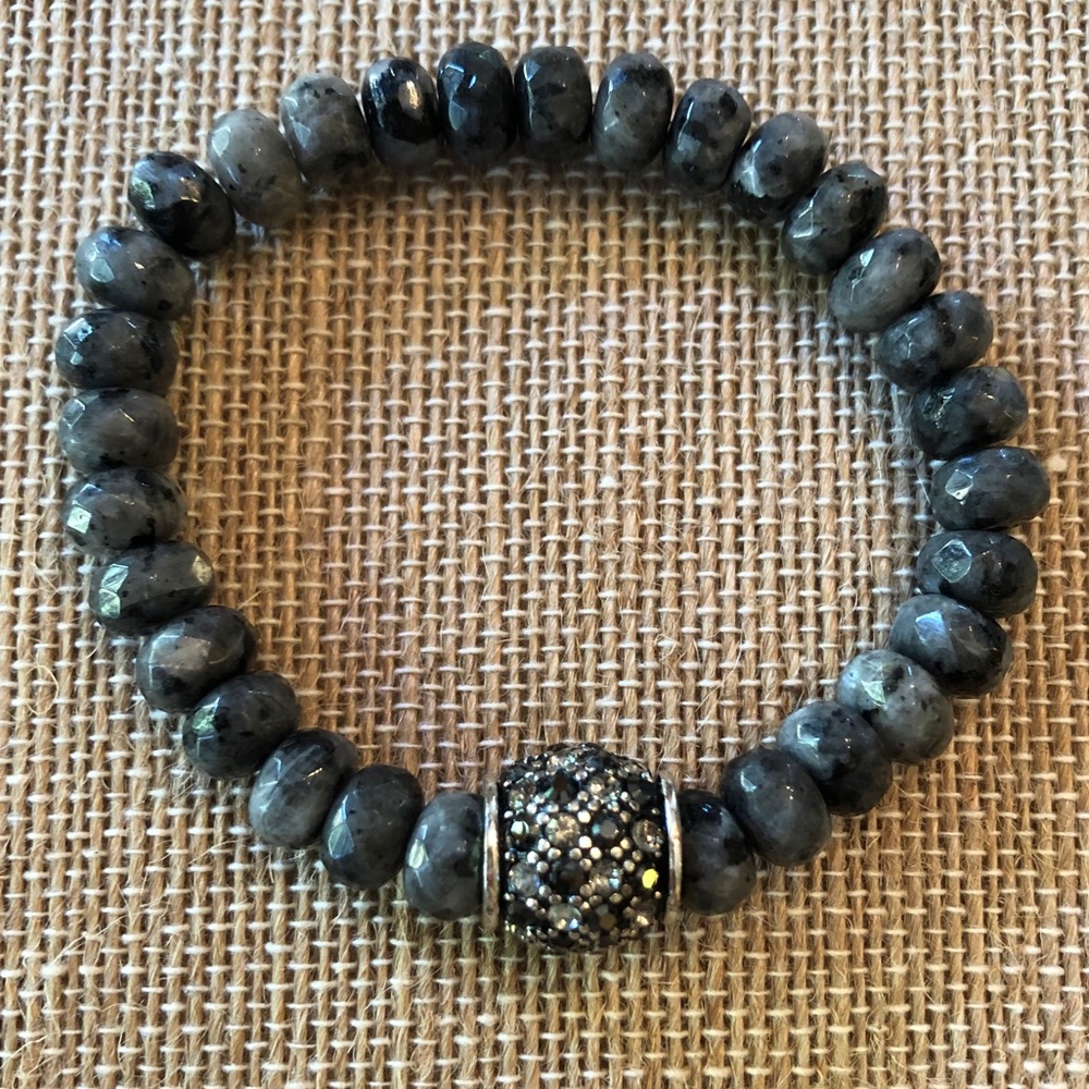 Labradorite and pave bead bracelet